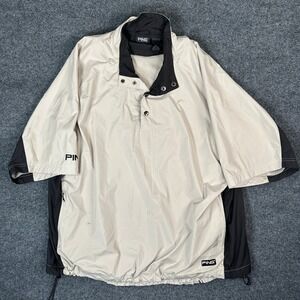 Ping Collection Men's XL Golf Windbreaker Short Sleeve Pullover Tan Black Lined